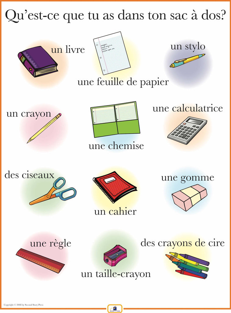 French School Supplies Poster