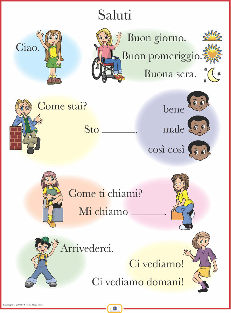 Italian Set of 4 Posters with Everyday Phrases