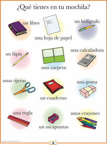 Spanish School Supplies Poster